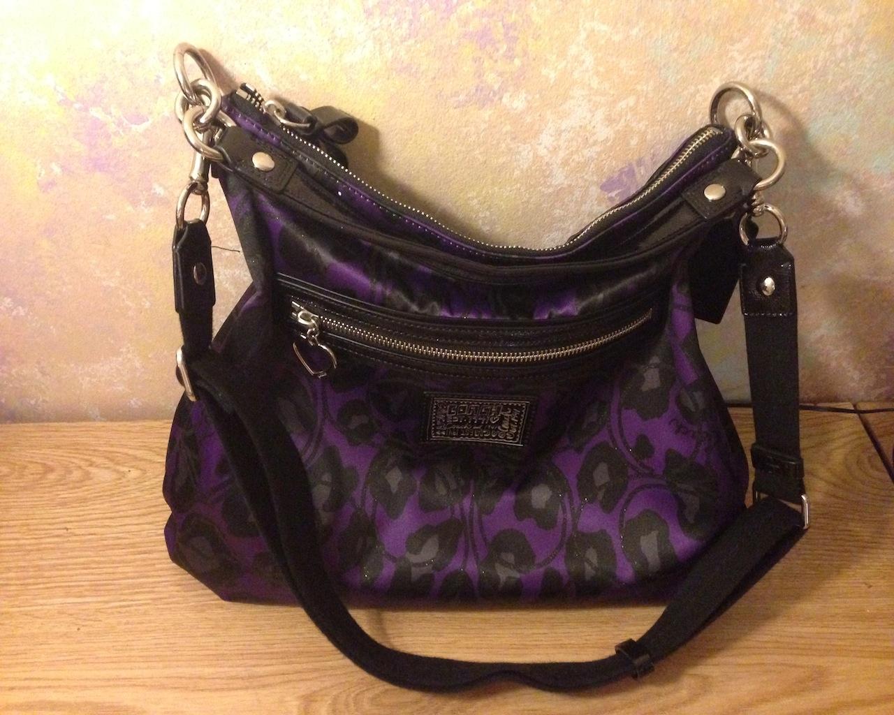 Large Coach Purple Daisy Ocelot Hobo Crossbody Shoulder Purse/Hand Bag | eBay