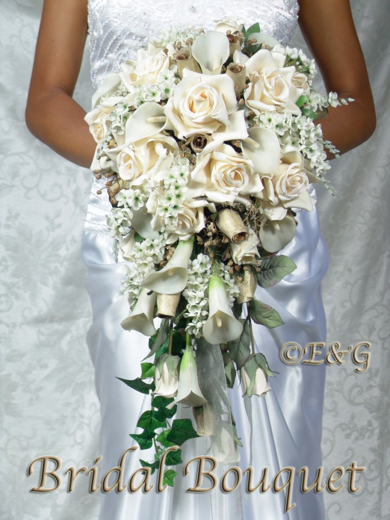 Gold silk wedding flowers