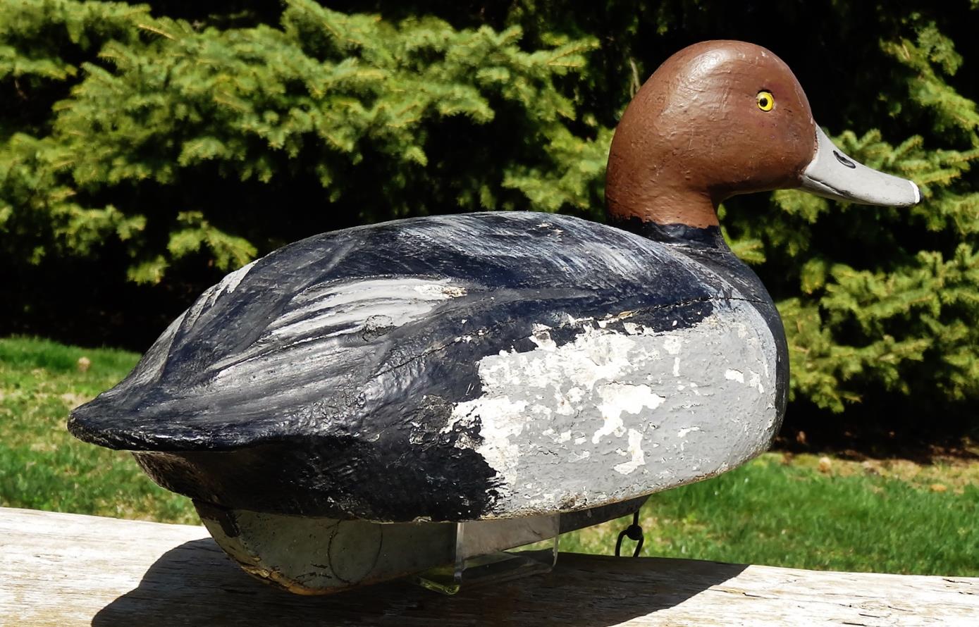 EARLY LAKE ST CLAIR RIGGED c1930 BEN SCHMIDT "REDHEAD" Wood Duck Decoy