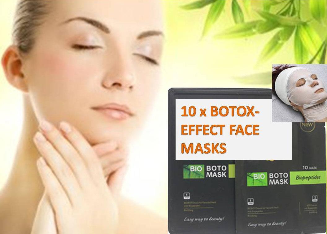 Box of 10 Natural BOTOX EFFECT Sheet Face &Neck Masks Collagen Anti