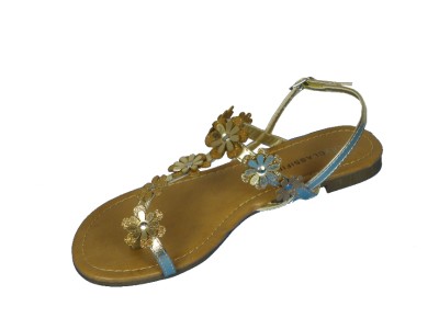 Details about Soda Mikas Gold Floral Toe Ring Flat Sandal