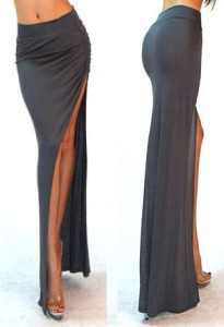 ruched split thigh skirt