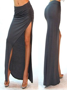 ruched split thigh skirt