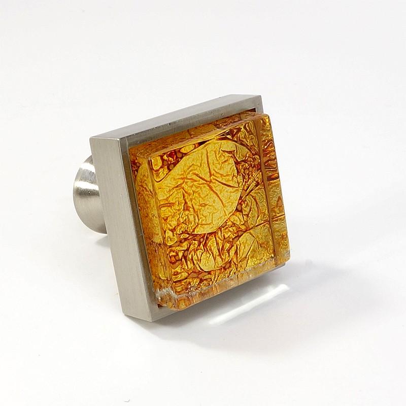 Crystal Glass Brushed Nickel Square Knob Modern Kitchen Closet