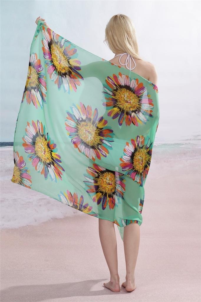Womens Sheer See Through Chiffon Beach Swimsuit Swim Cover Up Wrap Sarong Os Ebay 
