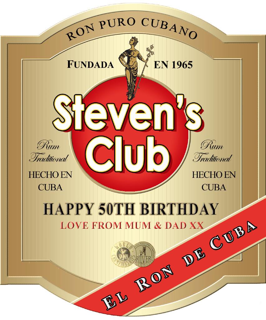 PERSONALISED CUBAN RUM BOTTLE LABEL BIRTHDAY ALL OCCASIONS GIFT IN 3