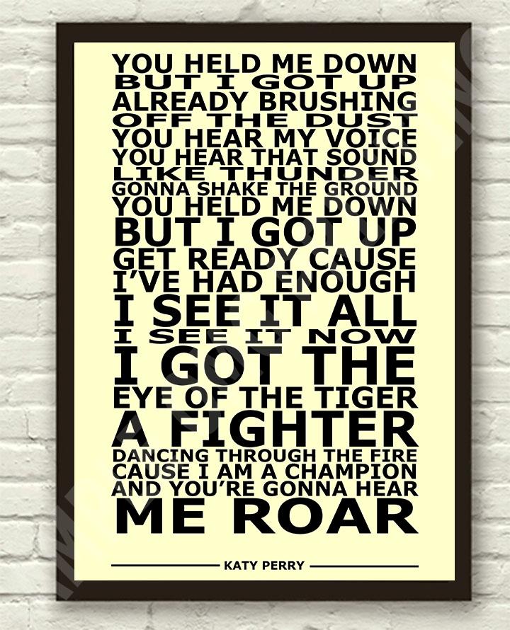 Katy Perry - Roar - Typography Lyric Art Poster Print A4 A3 OMG50 - Bild 1 von 1