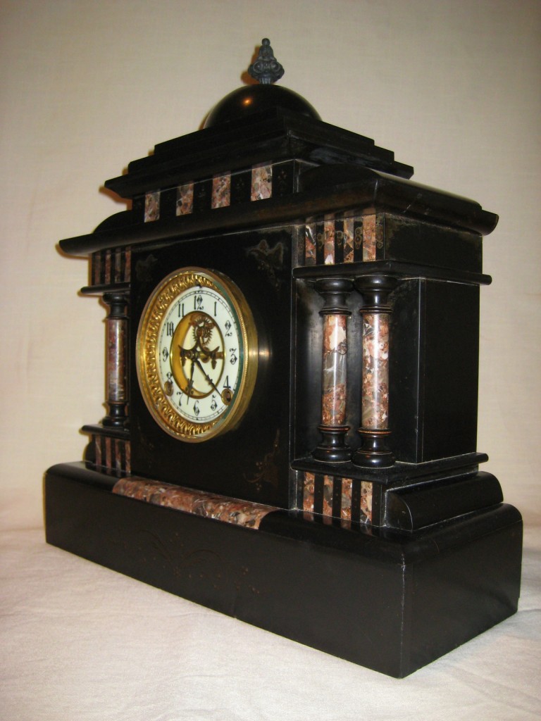 ANTIQUE BLACK SLATE & MARBLE ANSONIA MANTLE CLOCK C1880 eBay