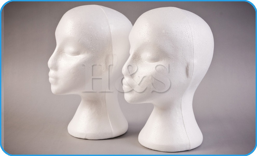 Polystyrene Female Mannequin Head Dummy Wig Stand Shop Display Hat Cap