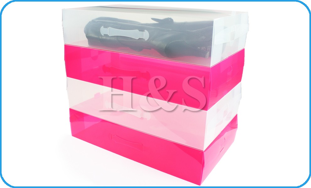 5 X Heavy Duty Plastic Knee High Boot Shoe Storage Box Stackable