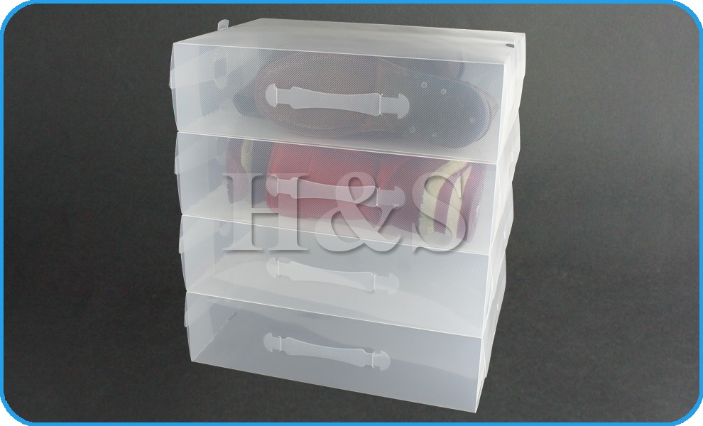 5 X Heavy Duty Clear Plastic Ankle Boot Shoe Storage Box Stackable