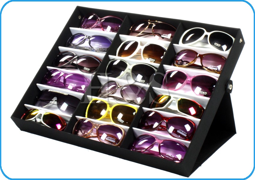 18 Pairs Sunglasses Glasses Retail Shop Display Storage Unit Stand Case