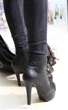 studded high heel ankle boots