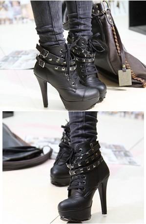 studded high heel ankle boots