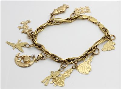 Gold disney charm bracelet clearance