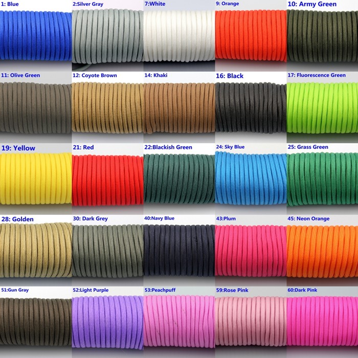 25 colors! 550 PARACORD 100 FT MIL SPEC PARACHUTE CORD TYPE III 7