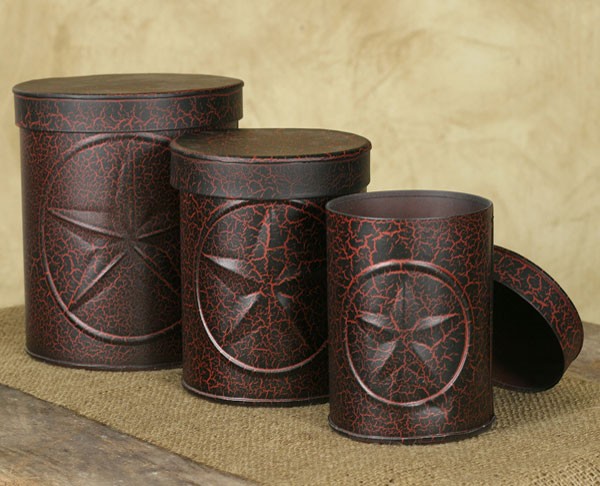 3pc Tin Star Canister Set Country Primitive Home Kitchen Decor