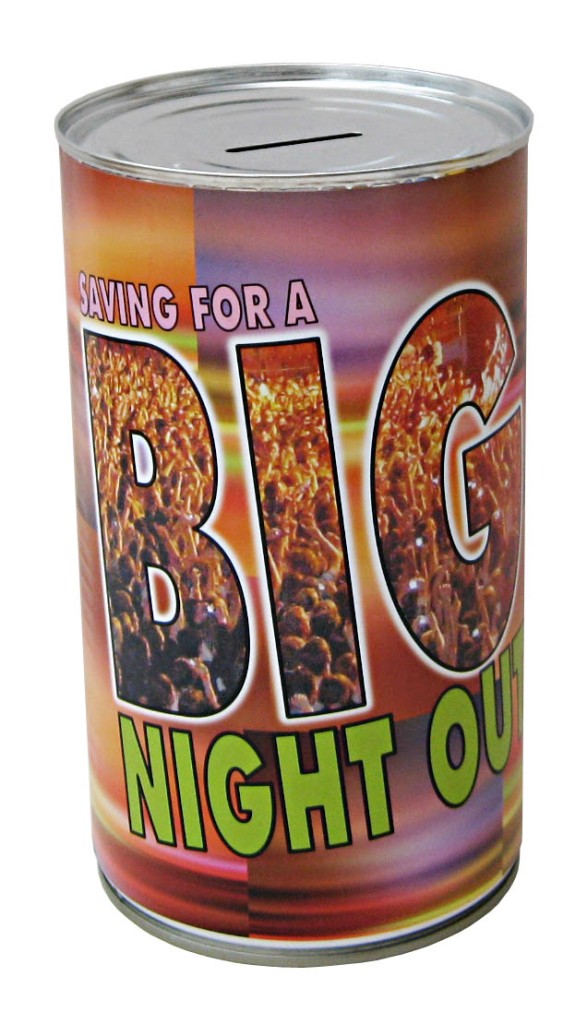 LARGE FUNNY NOVELTY MONEY BOX JAR TIN PIGGY BANK CASH CAN XMAS BIRTHDAY