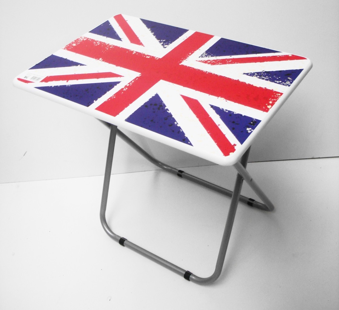 NATURAL WHITE BLACK OR UNION JACK WOODEN PORTABLE FOLDING CAMPING SIDE