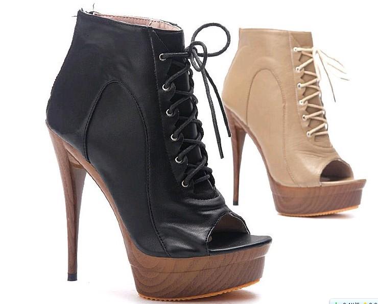 open toe high heel ankle boots