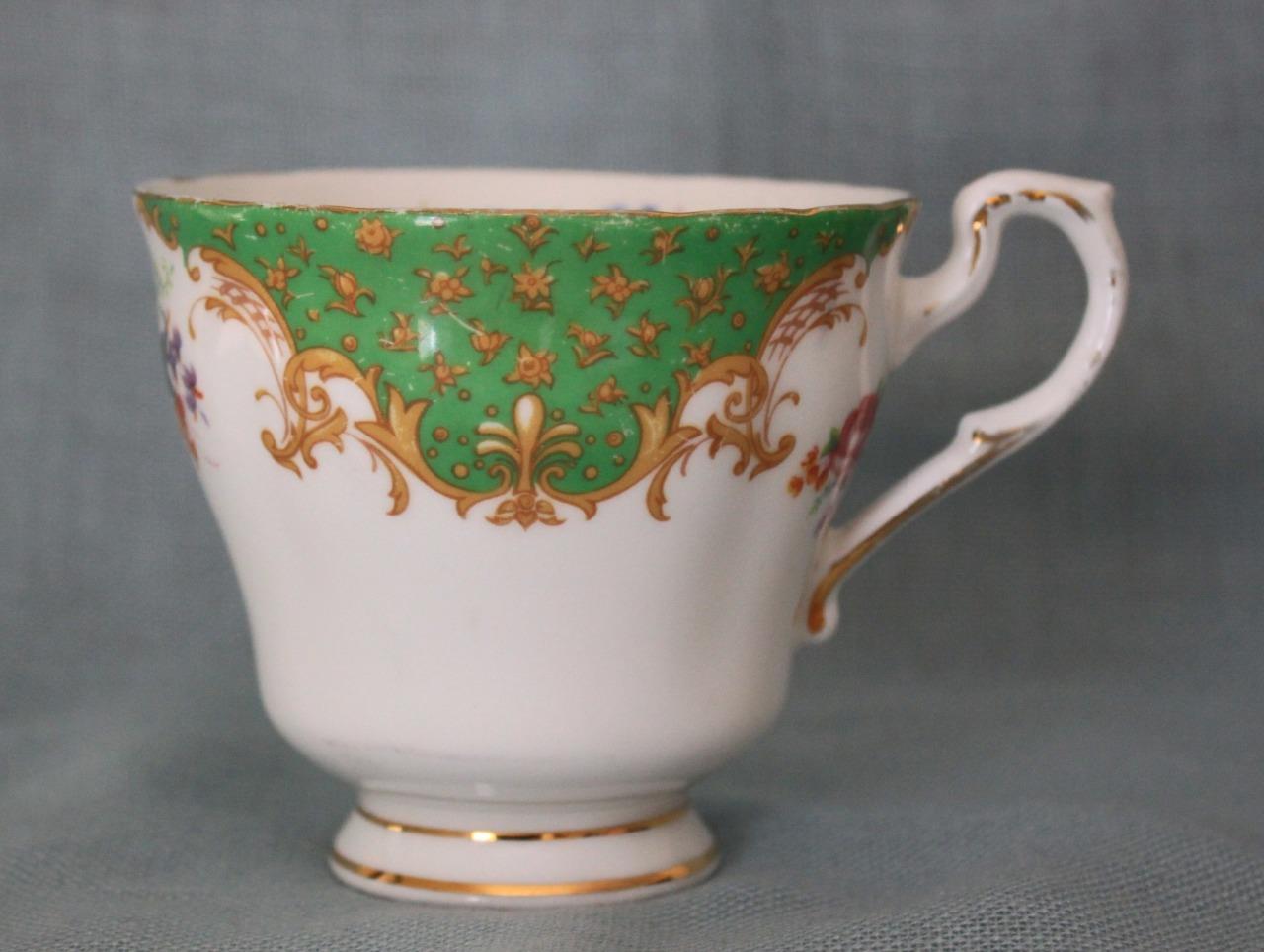 6 X BEAUTIFUL PARAGON FINE BONE CHINA GREEN ROCKINGHAM TEA CUPS eBay