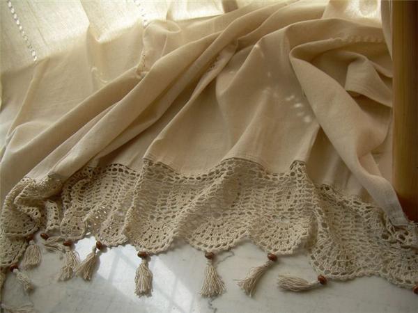 New Tab Top Hand Embroidered Hollow Out Cotton Linen