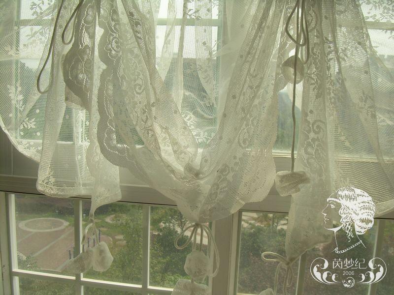 French Country Embroidered Balloon Shade Sheer Voile Cafe