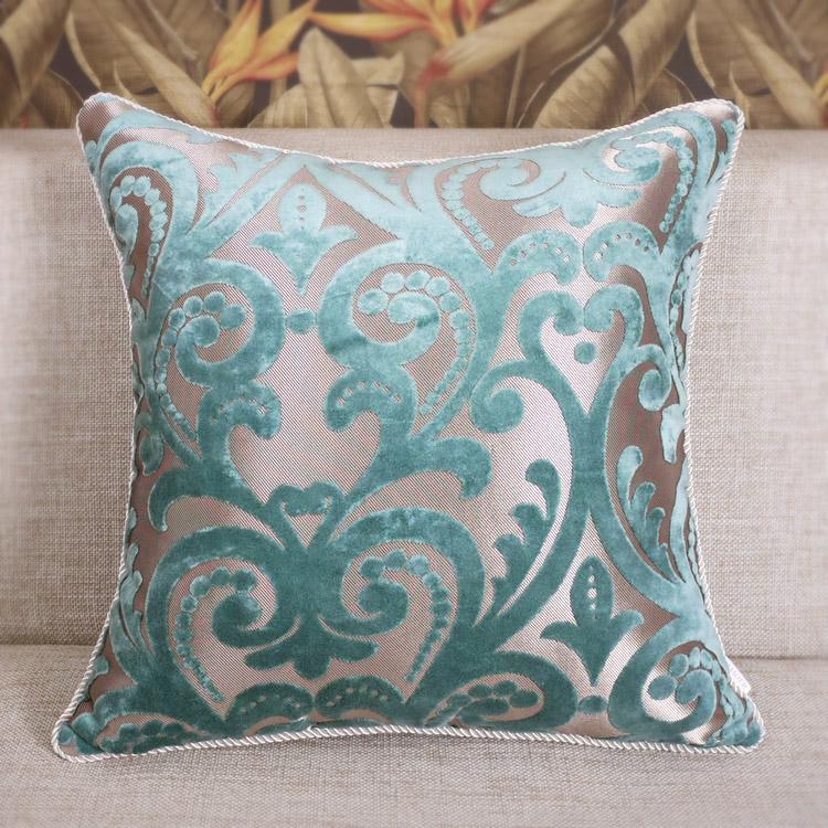 Luxurious Blue Floral Cut Velvet Throw Pillow Case Cushion Cover Pillow Sham eBay