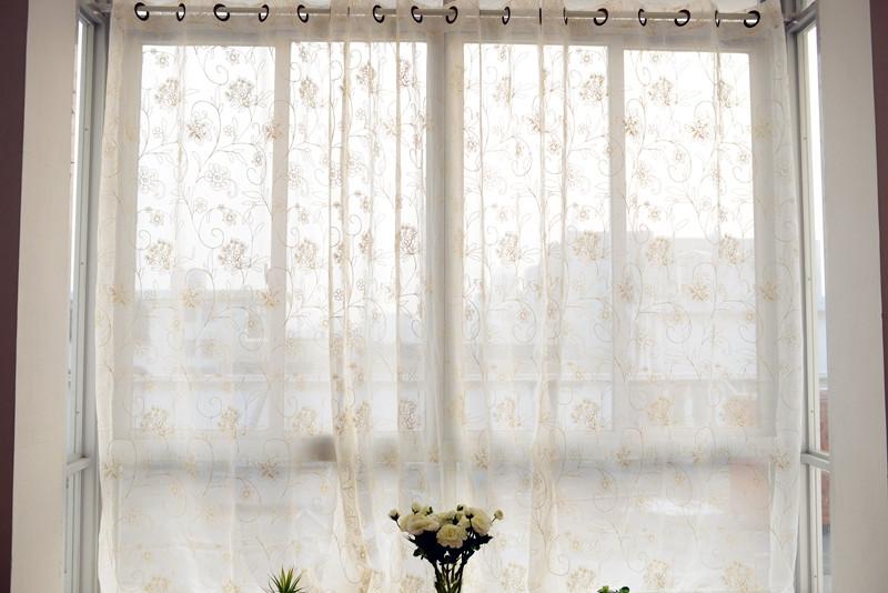 French Country Cream Cotton Embroidery Floral Eyelet Sheer