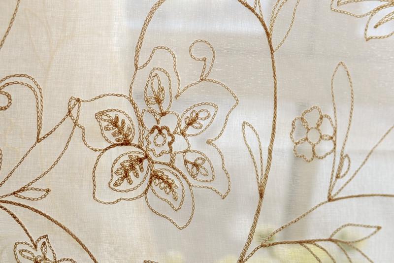 French Country Cream Cotton Embroidery Floral Eyelet Sheer