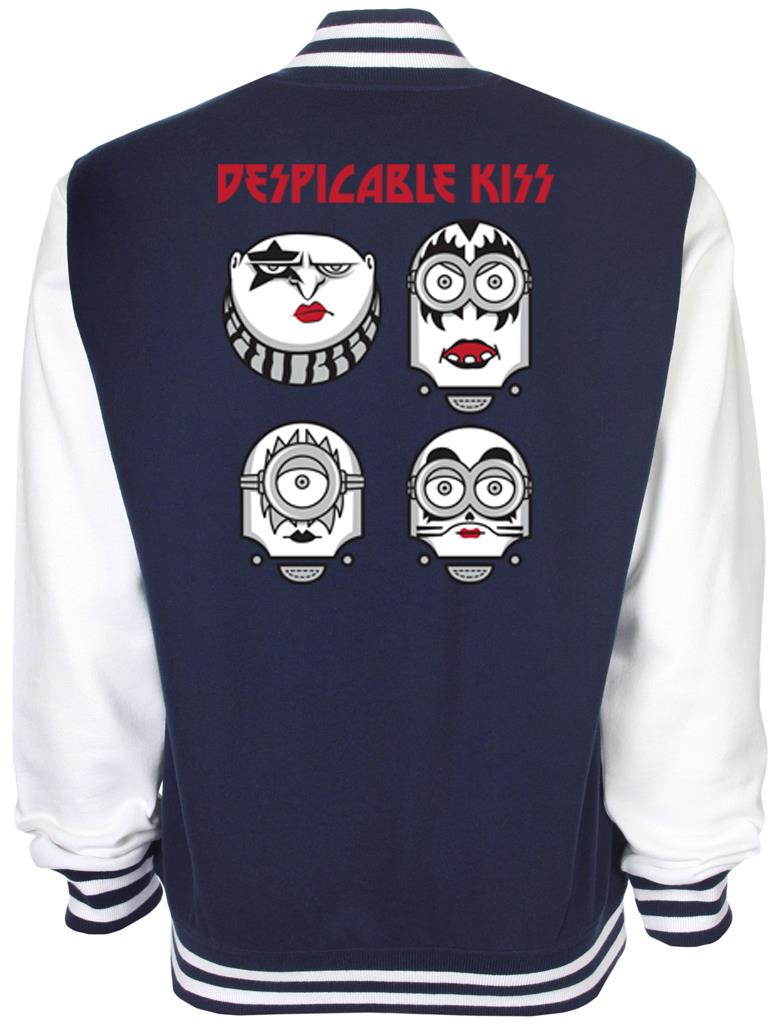 BNWT DESPICABLE KISS MINION ROCKSTAR BAND VARSITY BASEBALL JACKET SIZE