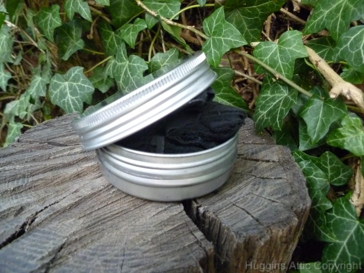 Char cloth in Screw Lid Tin for Bushcraft, Survival, Pioneers, Scout