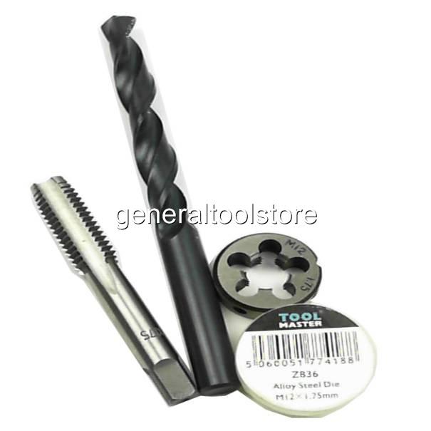 TOOLMASTER M12 12 MM TAP & DIE AND MATCHING 10.2 MM DRILL BIT NUT BOLT