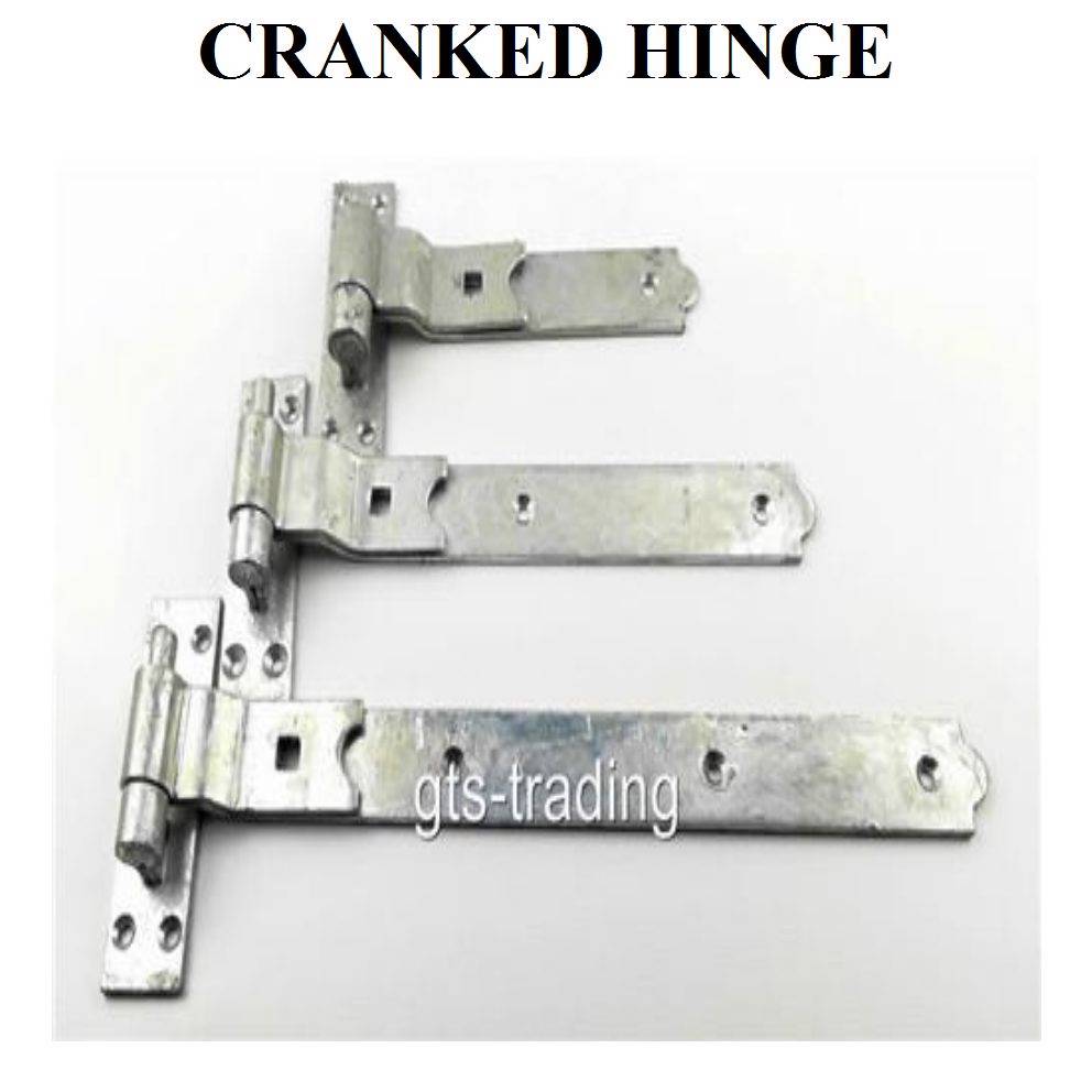 PAIR OF HEAVY DUTY HOOK & BAND GATE HINGES CRANKED or STRAIGHT GALVANISED BLACK eBay