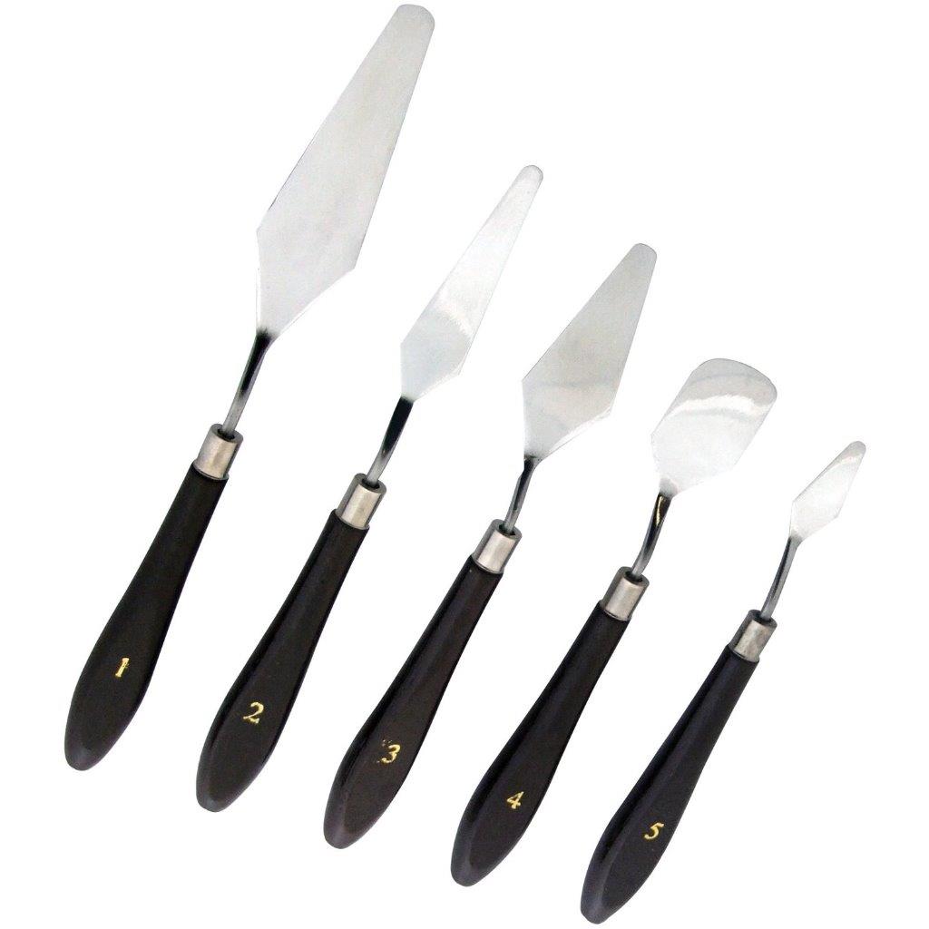 PALETTE KNIFE SET 5 SMALL TOOLS PAINTING FILLER PLASTERING POINTING