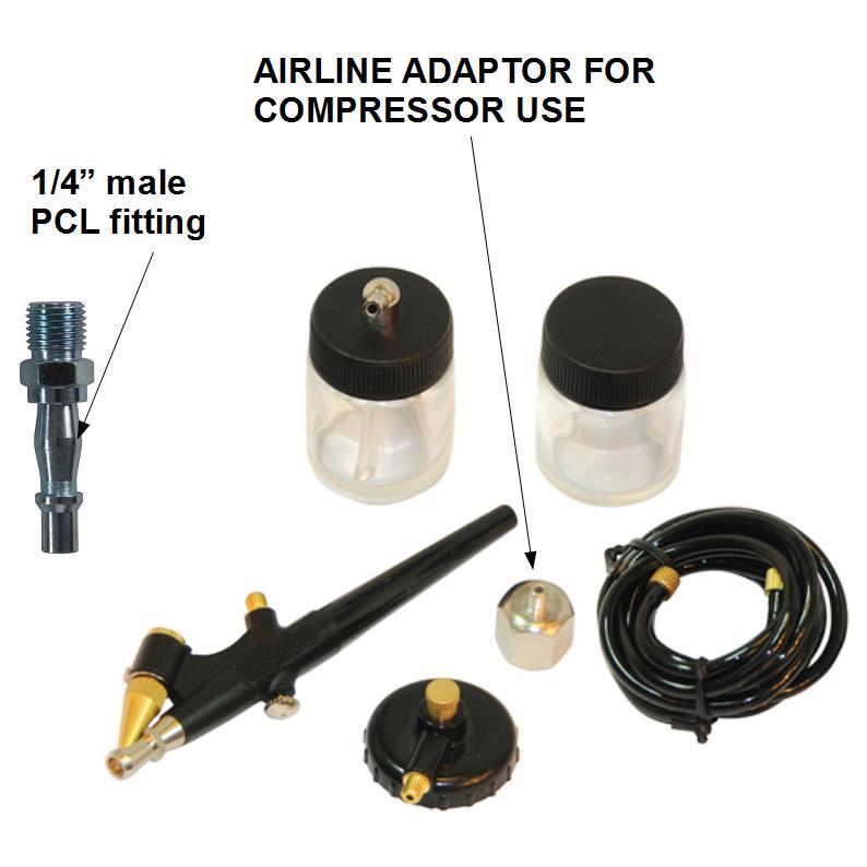 DETAIL AIRBRUSH SPRAY KIT 1/4"BSP AIR COMPRESSOR OR CANISTER PAINT