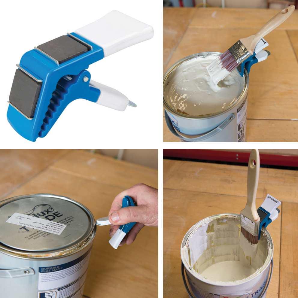 PAINT BRUSH HOLDER FOR PAINT BRUSH TIN KETTLE CAN OPENER CLIP