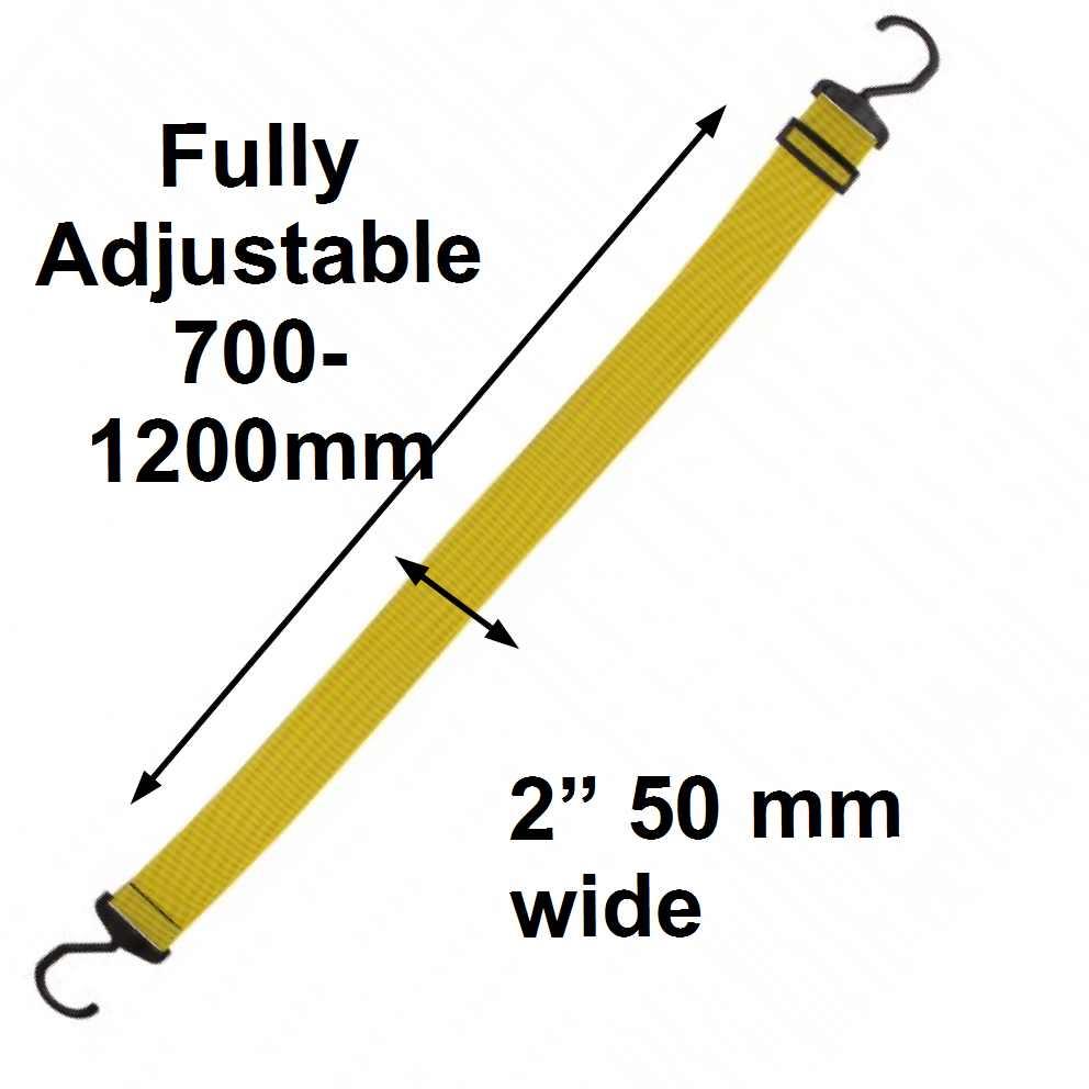 1 X WIDE 50mm 2 ADJUSTABLE 7001200mm BUNGEE CORD FLAT ELASTIC HEAVY