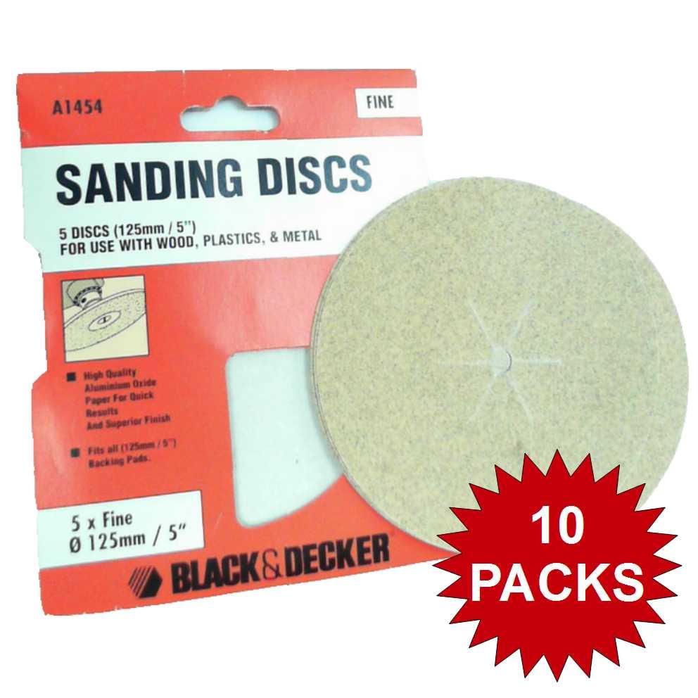 A1454 BLACK & DECKER SANDING DISCS X 50 FINE 125mm 5 FIT DRILL BACKING