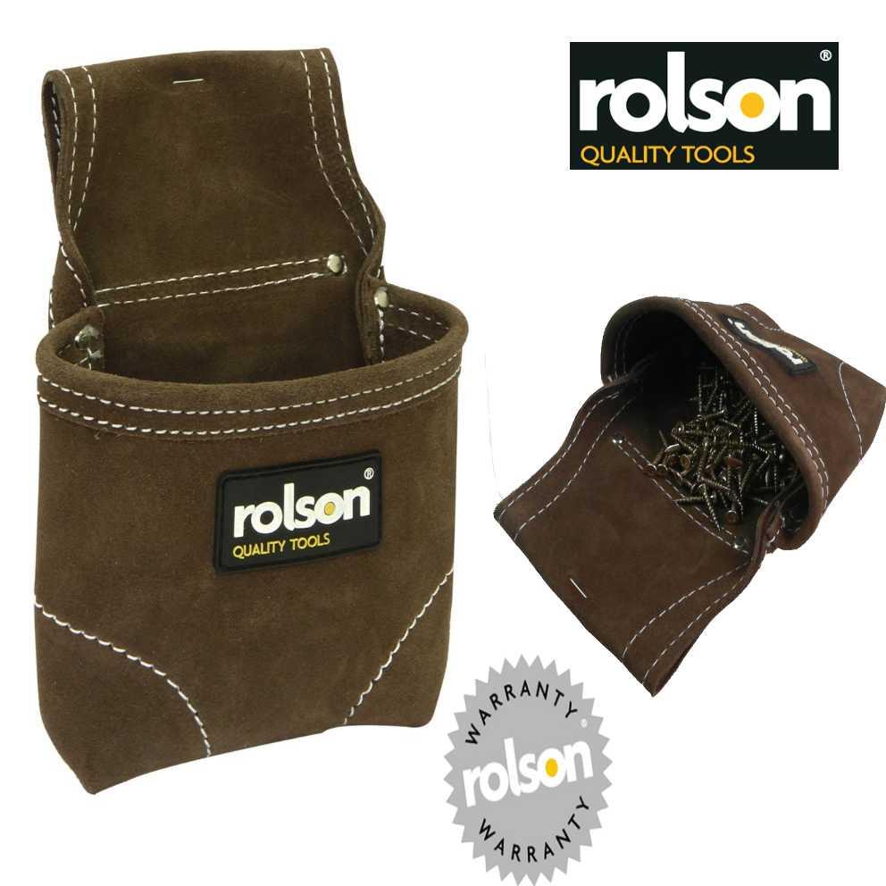 ROLSON LEATHER SUEDE NAIL SCREW FIXING POUCH FOR TOOL BELTS DOUBLE