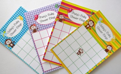 Baby Shower Bingo on 12 Personalized Monkey Baby Shower Birthday Bingo Cards Games Ebay