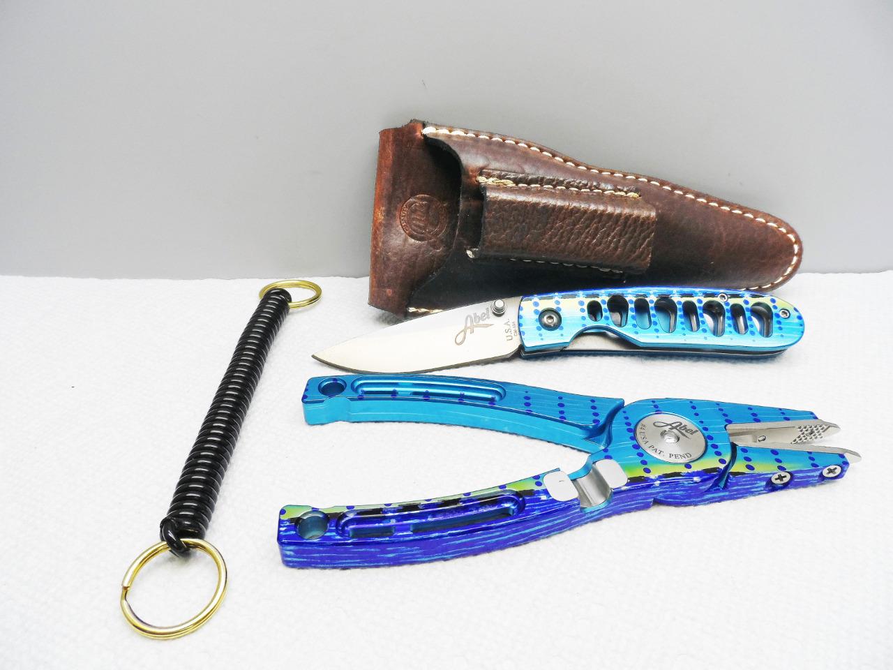 Abel PlierKnife Combo w/Leather Sheath & Lanyard, Fish Graphics