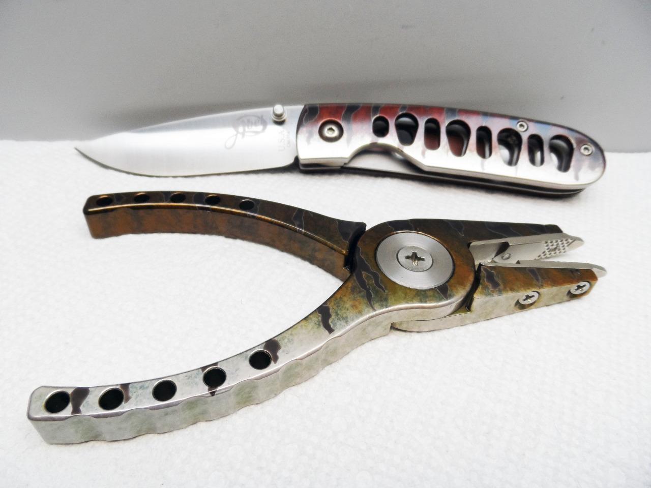 Abel PlierKnife Combo w/Leather Sheath & Lanyard, Fish Graphics