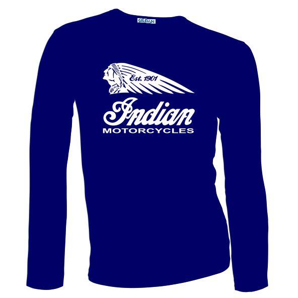 New USA Retro Vintage Classic Indian Motorcycle Biker Long ...
