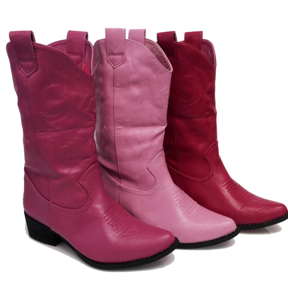 Womens Hot Pink, Bubble Gum Pink, Dark Pink Calf High Cowboy Boots NEW ...