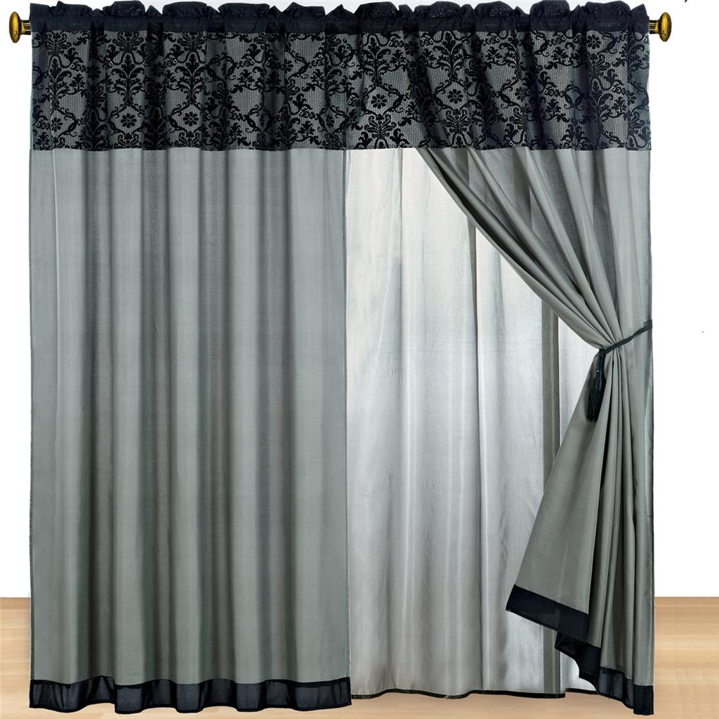 Noble Harmony* Flocking Comforter Set KING Bed w/ Matching Curtains