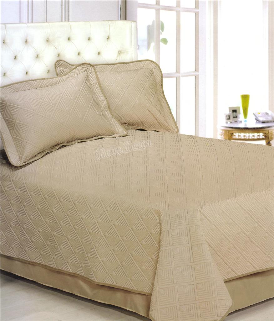 4PC Quilted Taupe Reversible Bedspread Set QUEEN *Summer On Sale* eBay