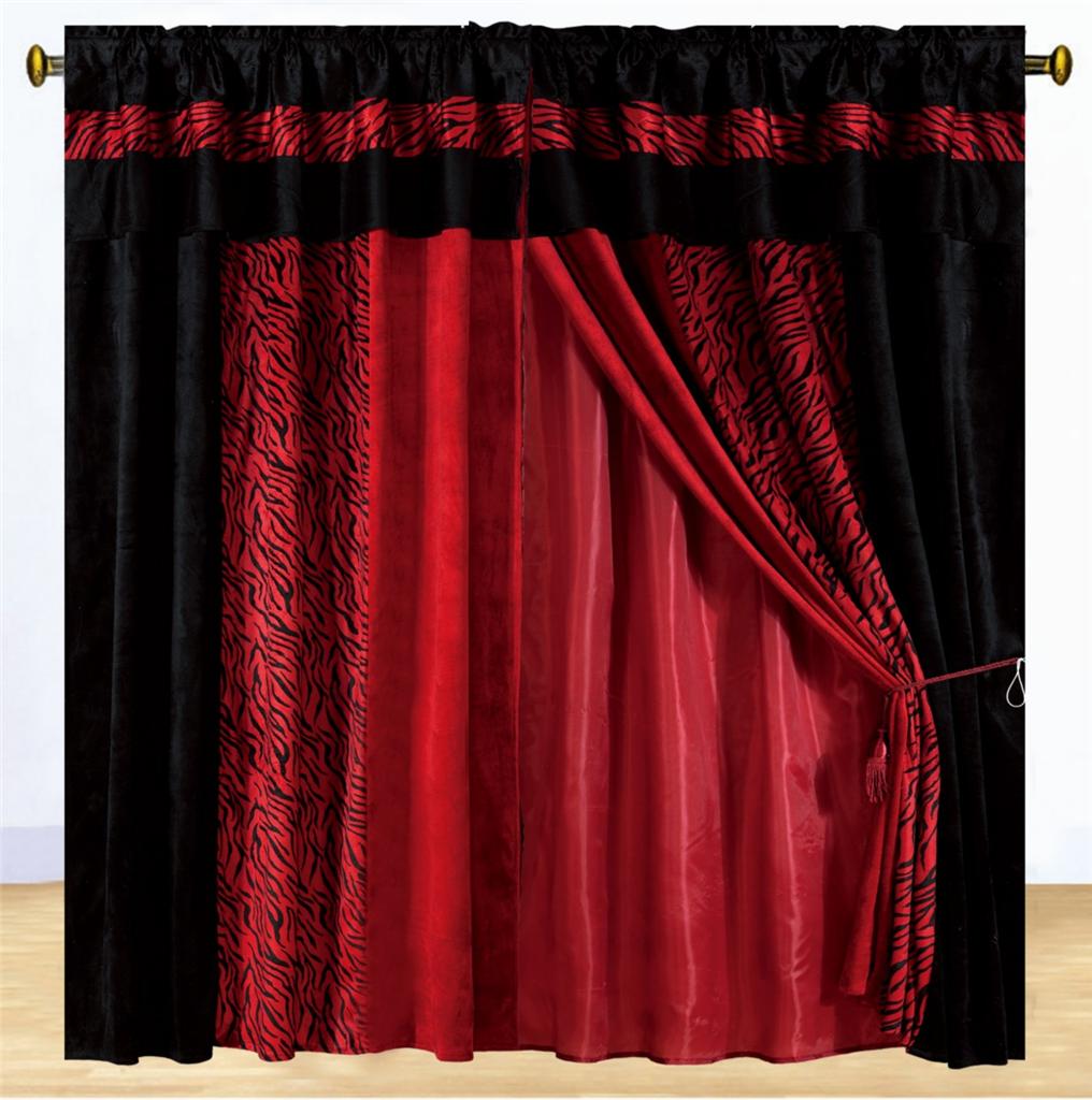 new luxury safarina drapes red black zebra animal valance pink curtains sets ebay new luxury safarina drapes red black zebra animal valance pink curtains sets ebay