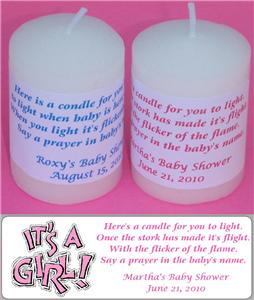 14 Personalized Baby Shower Party Favors Votive Candle