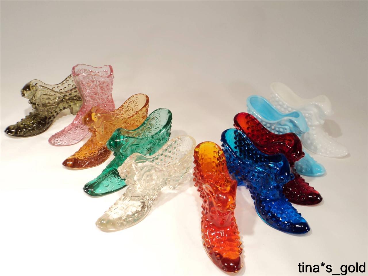 RARE Fenton hobnail glass shoes lot of 10 vintage collectibles boot
